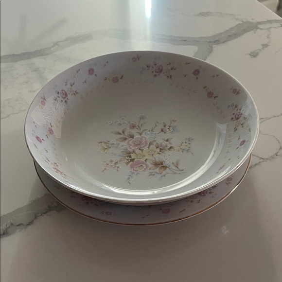 Silverie Other - Vintage Floral Plate and Bowl Set (7.5”) - Pink and Cream Fine China